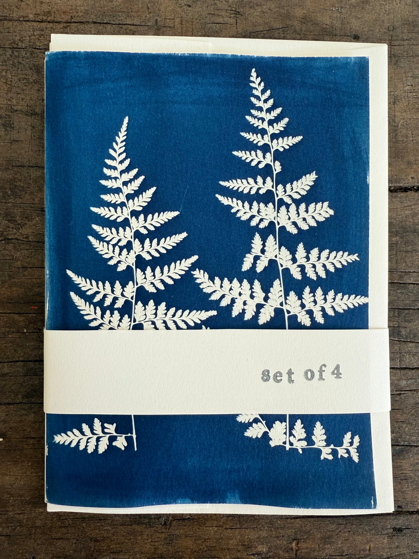 Set of 4 Unique Cyanotype Greeting Cards